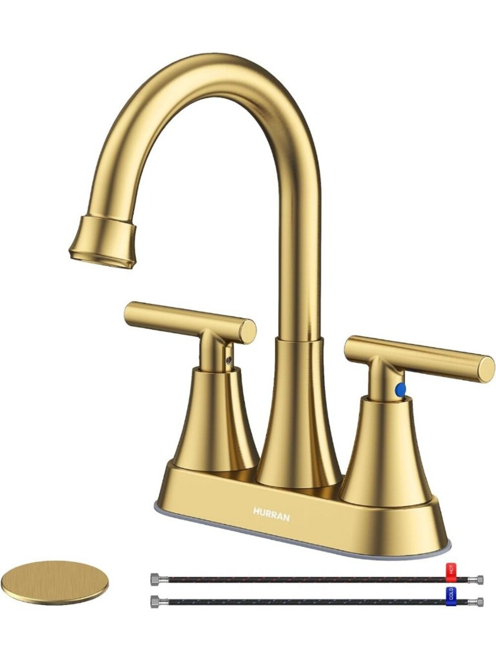 Brushed Gold 2-Handle Bathroom Faucet, 4-Inch Centerset, Lead-Free Design